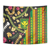 Hawaiian Tropical Plants Lei Tapestry Kanaka Maoli Tribal with Palaka Motifs - Polynesian Pride