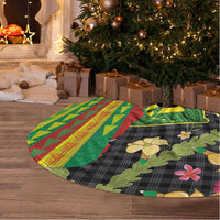 Hawaiian Tropical Plants Lei Tree Skirt Kanaka Maoli Tribal with Palaka Motifs - Polynesian Pride