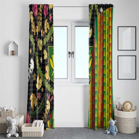 Hawaiian Tropical Plants Lei Window Curtain Kanaka Maoli Tribal with Palaka Motifs - Polynesian Pride