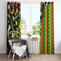 Hawaiian Tropical Plants Lei Window Curtain Kanaka Maoli Tribal with Palaka Motifs - Polynesian Pride