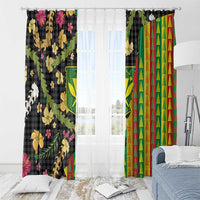 Hawaiian Tropical Plants Lei Window Curtain Kanaka Maoli Tribal with Palaka Motifs - Polynesian Pride