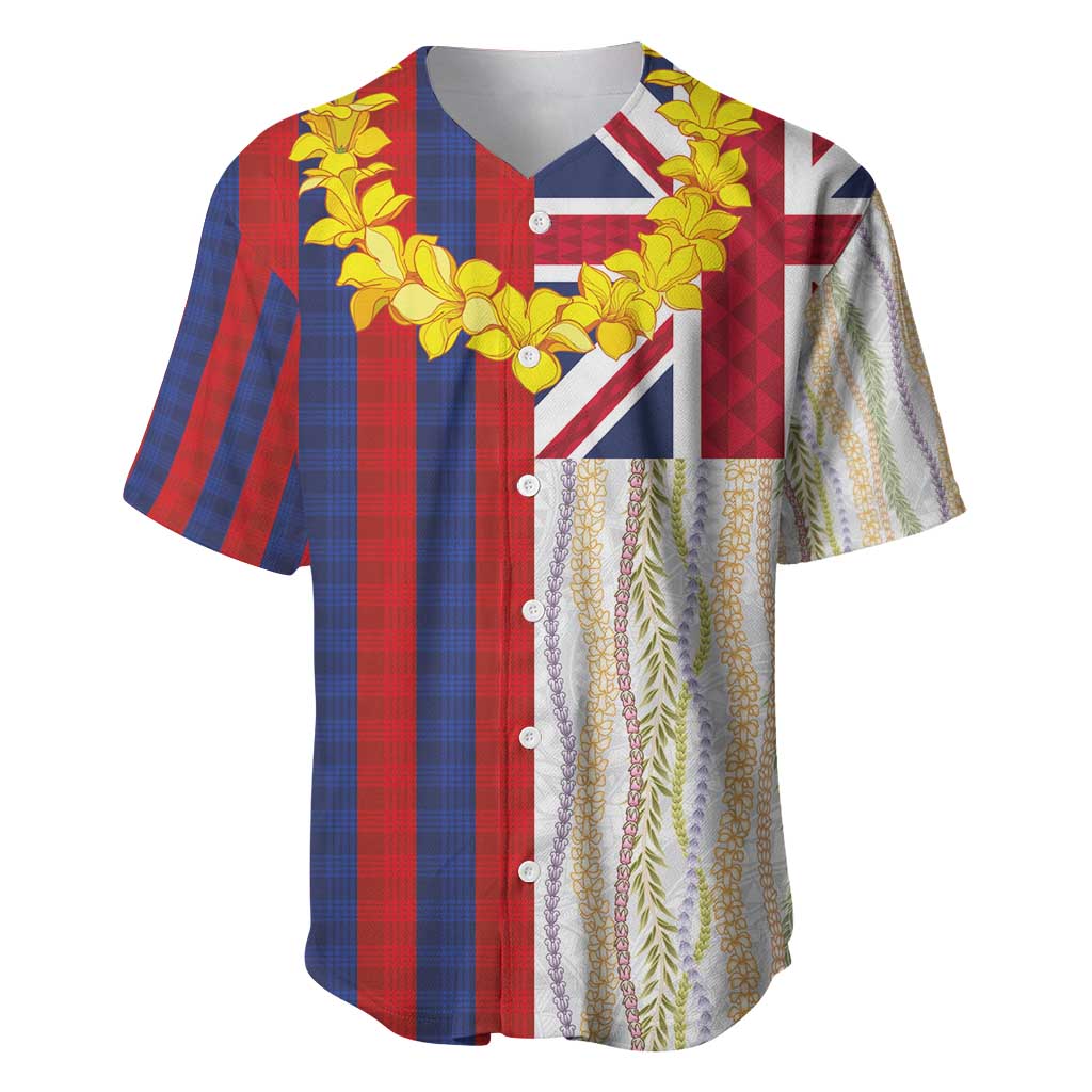 Hawaiian Tropical Plants Lei Baseball Jersey National Flag Style - Polynesian Pride