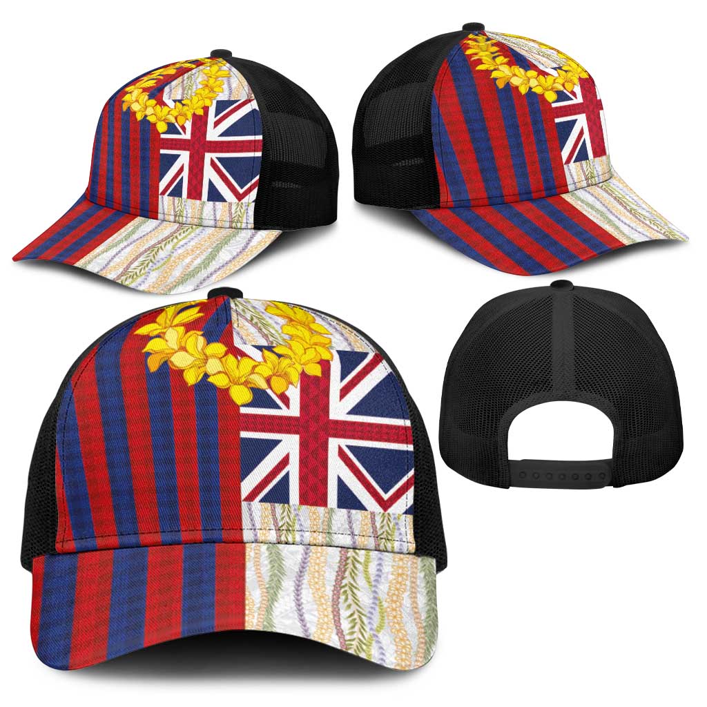 Hawaiian Tropical Plants Lei Baseball Net Cap National Flag Style - Polynesian Pride