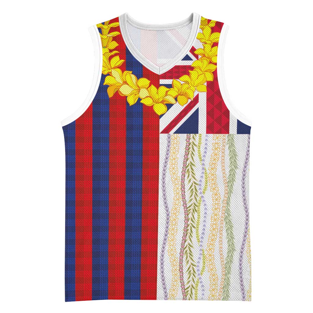 Hawaiian Tropical Plants Lei Basketball Jersey National Flag Style - Polynesian Pride