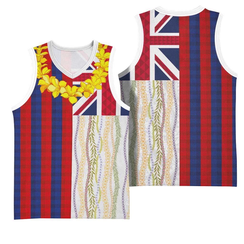 Hawaiian Tropical Plants Lei Basketball Jersey National Flag Style - Polynesian Pride