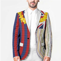 Hawaiian Tropical Plants Lei Blazer National Flag Style - Polynesian Pride