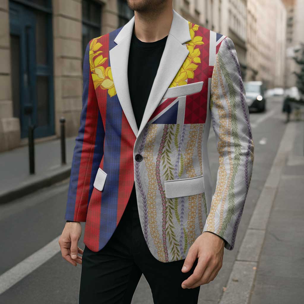 Hawaiian Tropical Plants Lei Blazer National Flag Style - Polynesian Pride