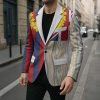 Hawaiian Tropical Plants Lei Blazer National Flag Style - Polynesian Pride