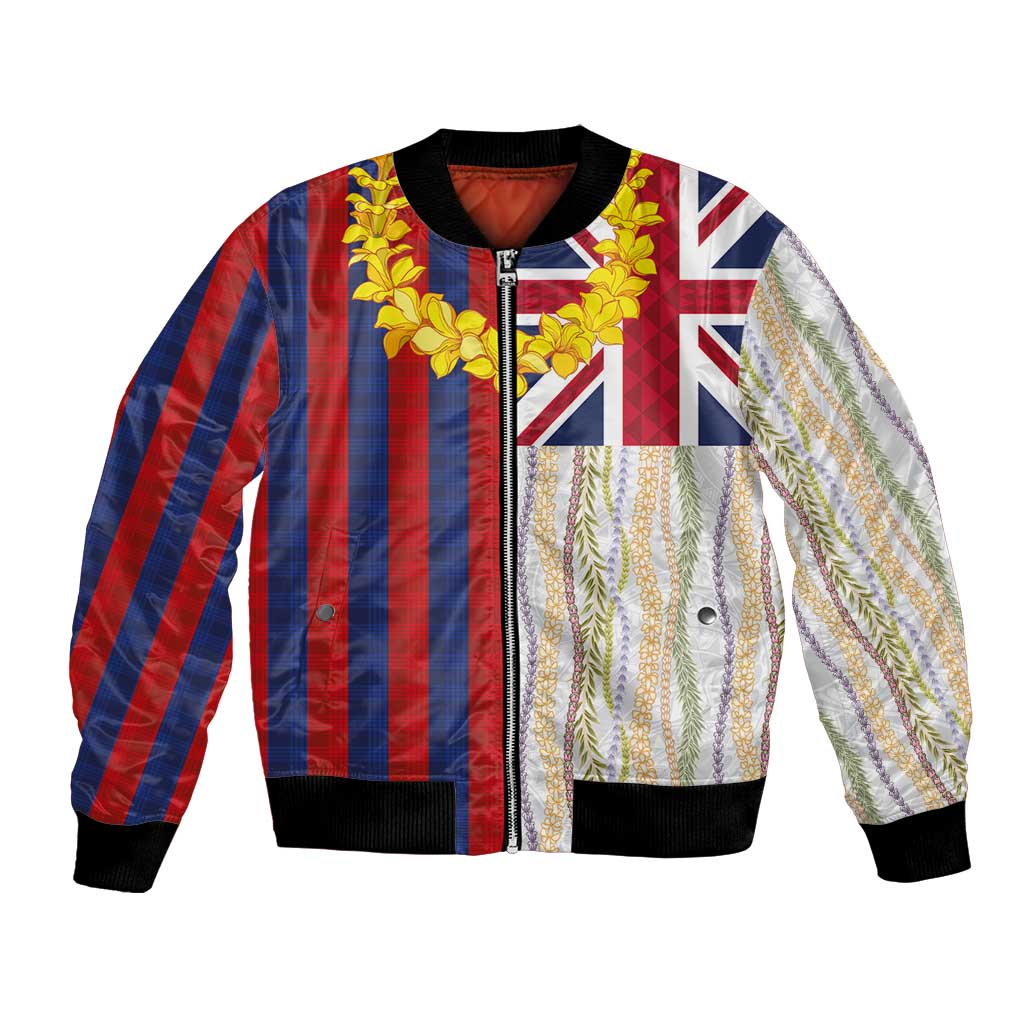 Hawaiian Tropical Plants Lei Bomber Jacket National Flag Style - Polynesian Pride