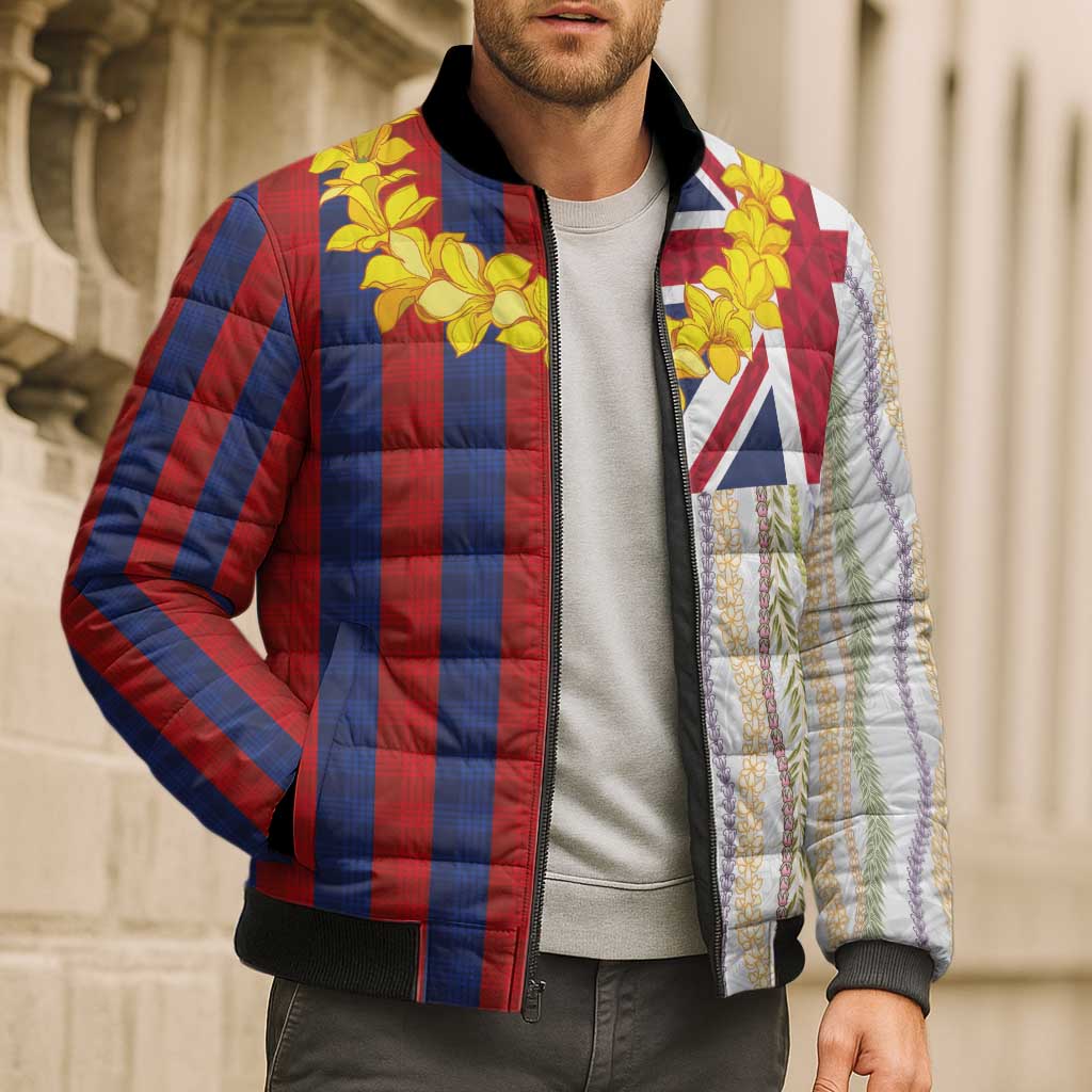Hawaiian Tropical Plants Lei Bomber Puffer Jacket National Flag Style - Polynesian Pride