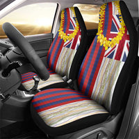 Hawaiian Tropical Plants Lei Car Seat Cover National Flag Style - Polynesian Pride
