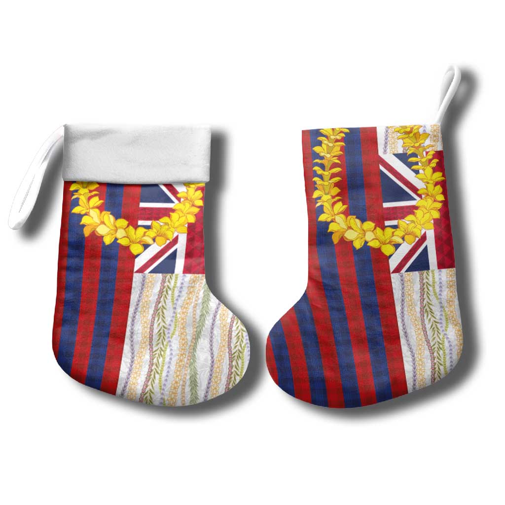 Hawaiian Tropical Plants Lei Christmas Stocking National Flag Style - Polynesian Pride