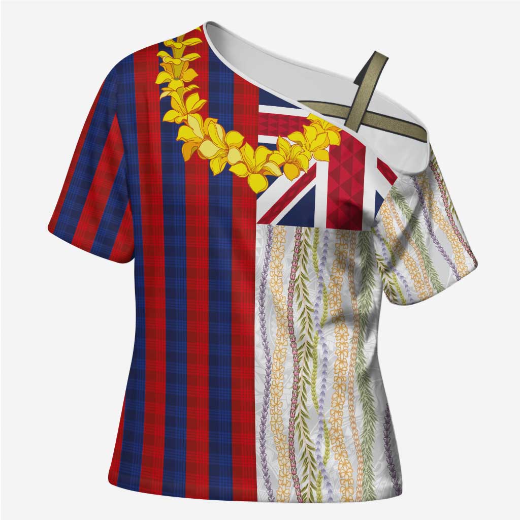 Hawaiian Tropical Plants Lei Cross Shoulder Shirt National Flag Style - Polynesian Pride