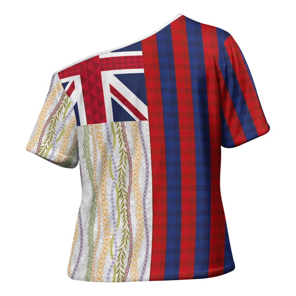 Hawaiian Tropical Plants Lei Cross Shoulder Shirt National Flag Style - Polynesian Pride