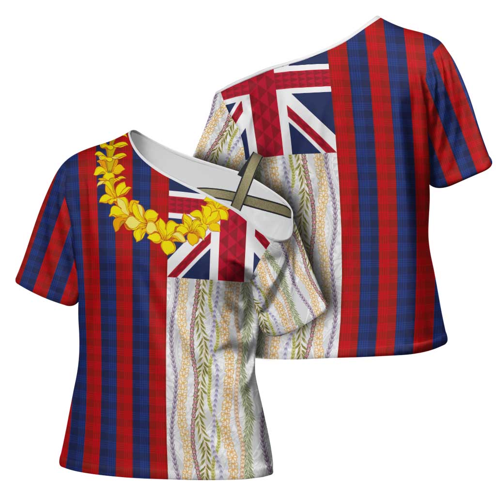 Hawaiian Tropical Plants Lei Cross Shoulder Shirt National Flag Style - Polynesian Pride