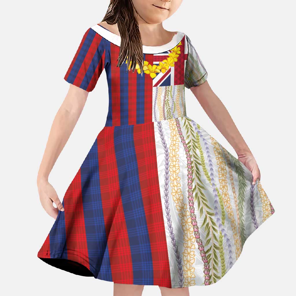 Hawaiian Tropical Plants Lei Family Matching Mermaid Dress and Hawaiian Shirt National Flag Style - Polynesian Pride