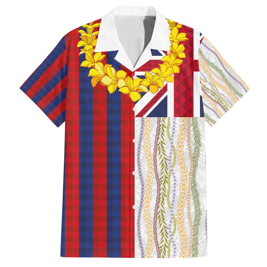 Hawaiian Tropical Plants Lei Family Matching Off Shoulder Short Dress and Hawaiian Shirt National Flag Style - Polynesian Pride