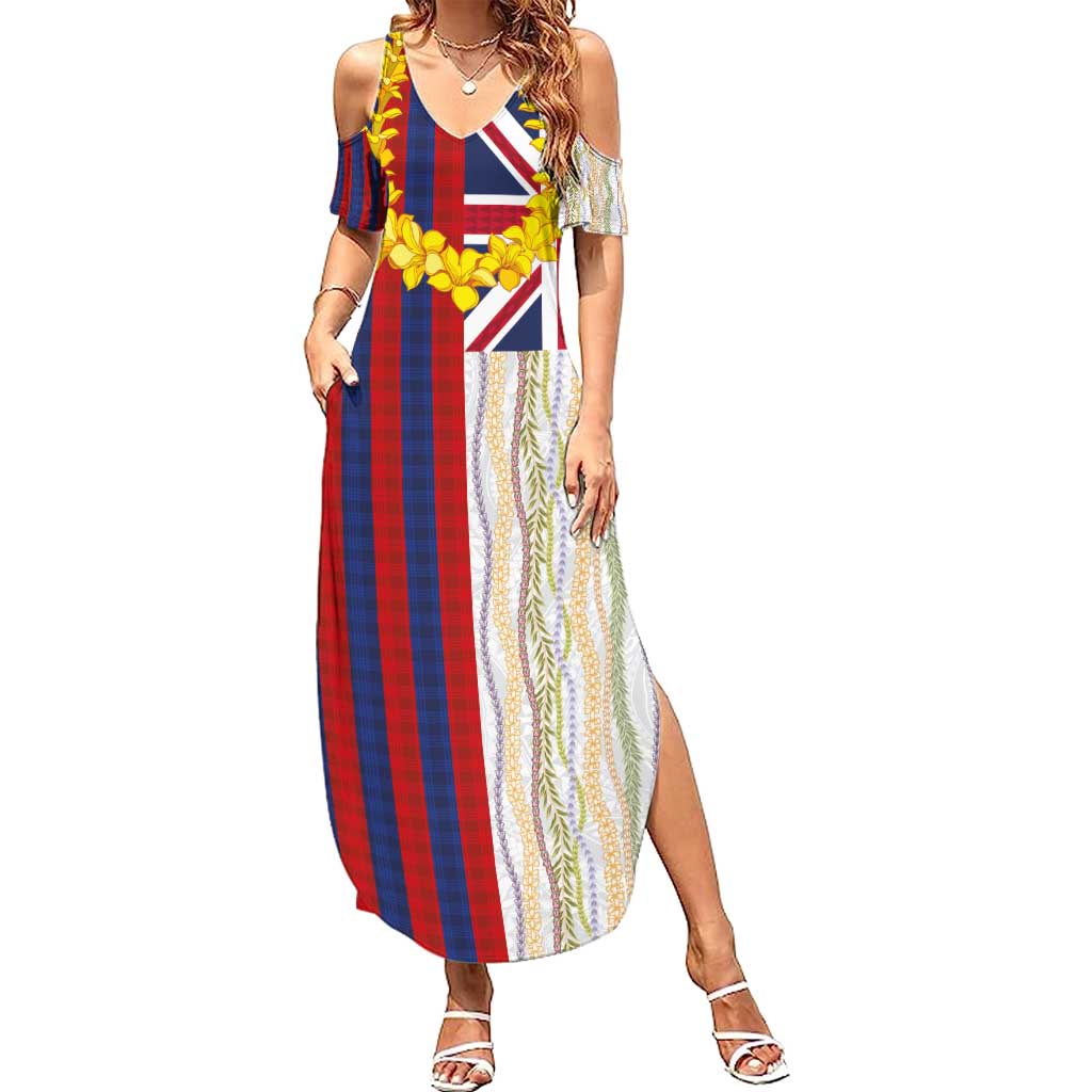 Hawaiian Tropical Plants Lei Family Matching Summer Maxi Dress and Hawaiian Shirt National Flag Style - Polynesian Pride