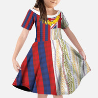 Hawaiian Tropical Plants Lei Family Matching Tank Maxi Dress and Hawaiian Shirt National Flag Style - Polynesian Pride