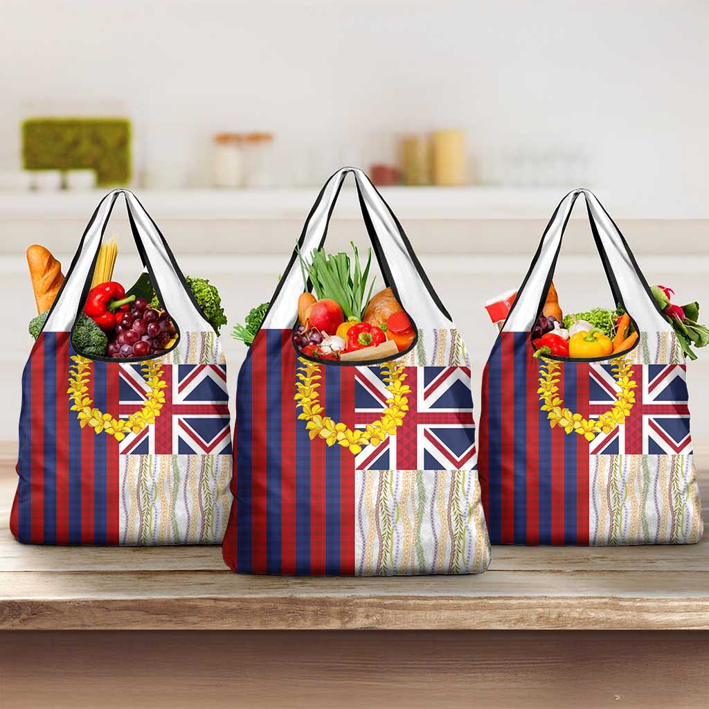 Hawaiian Tropical Plants Lei Grocery Bag National Flag Style - Polynesian Pride