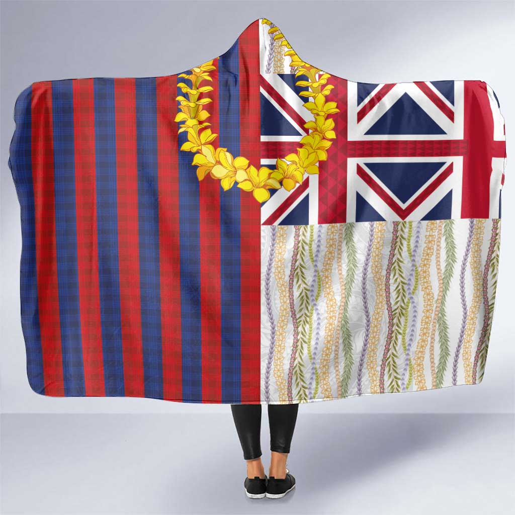Hawaiian Tropical Plants Lei Hooded Blanket National Flag Style - Polynesian Pride