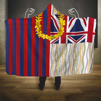 Hawaiian Tropical Plants Lei Hooded Blanket National Flag Style - Polynesian Pride