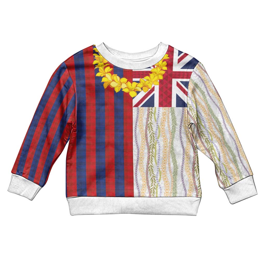 Hawaiian Tropical Plants Lei Kid Ugly Christmas Sweater National Flag Style - Polynesian Pride