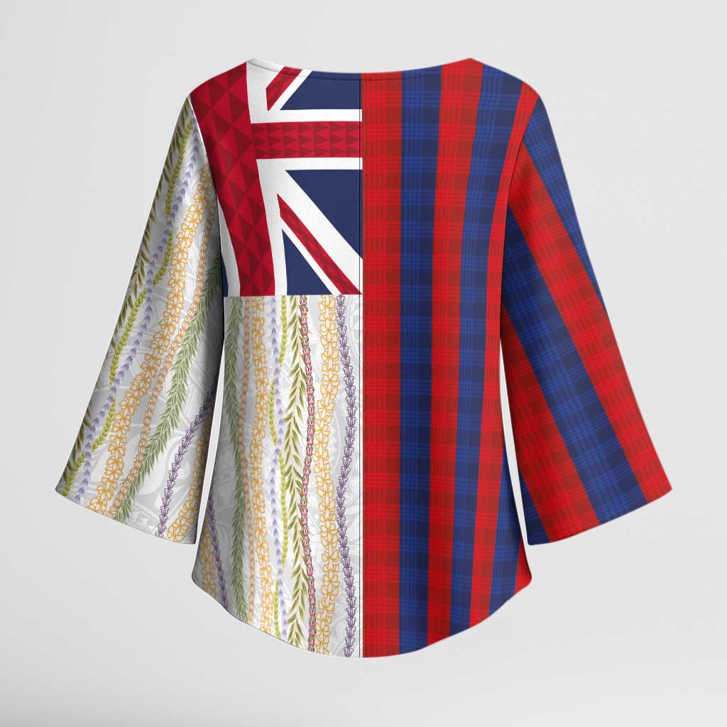Hawaiian Tropical Plants Lei Kimono Sleeve Blouse National Flag Style - Polynesian Pride
