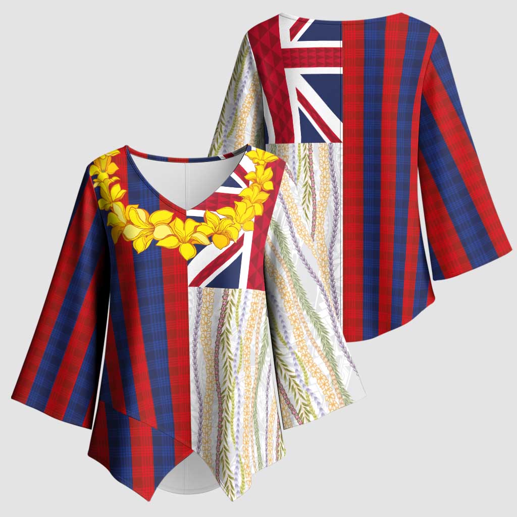Hawaiian Tropical Plants Lei Kimono Sleeve Blouse National Flag Style - Polynesian Pride