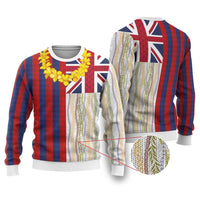 Hawaiian Tropical Plants Lei Ugly Christmas Sweater National Flag Style - Polynesian Pride