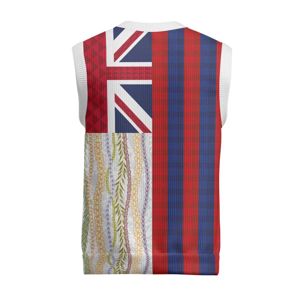 Hawaiian Tropical Plants Lei Christmas Knitted V-Neck Vest National Flag Style - Polynesian Pride