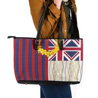 Hawaiian Tropical Plants Lei Leather Tote Bag National Flag Style - Polynesian Pride