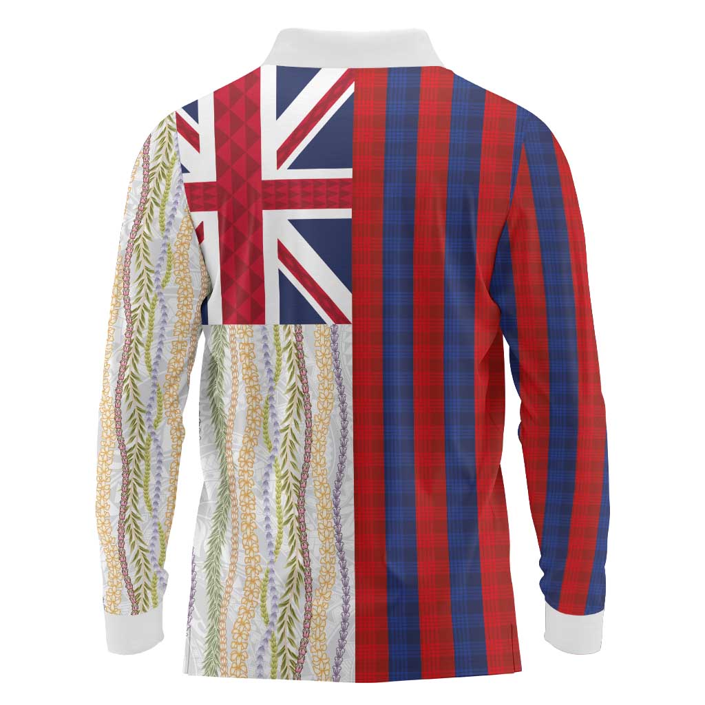 Hawaiian Tropical Plants Lei Long Sleeve Polo Shirt National Flag Style - Polynesian Pride