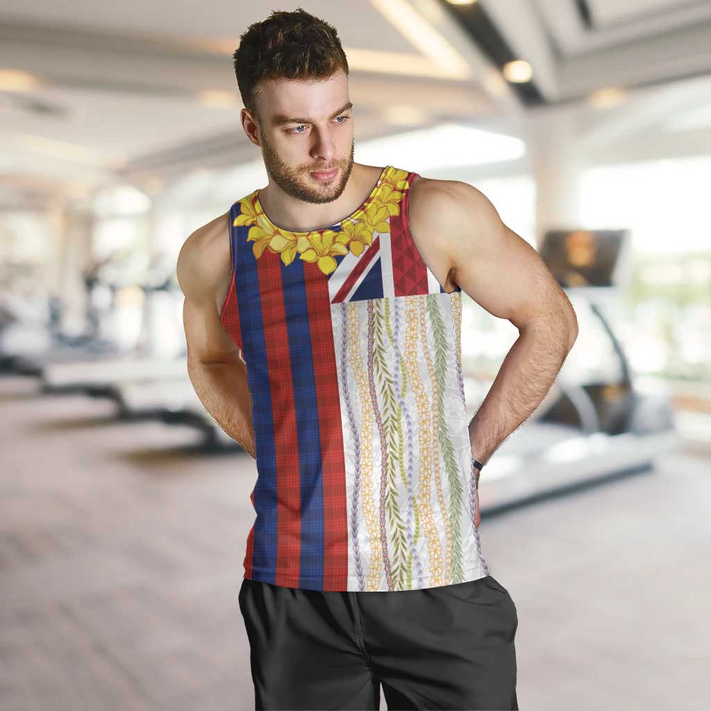 Hawaiian Tropical Plants Lei Men Tank Top National Flag Style - Polynesian Pride