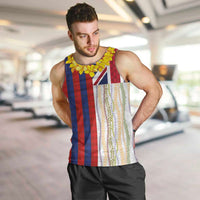 Hawaiian Tropical Plants Lei Men Tank Top National Flag Style - Polynesian Pride