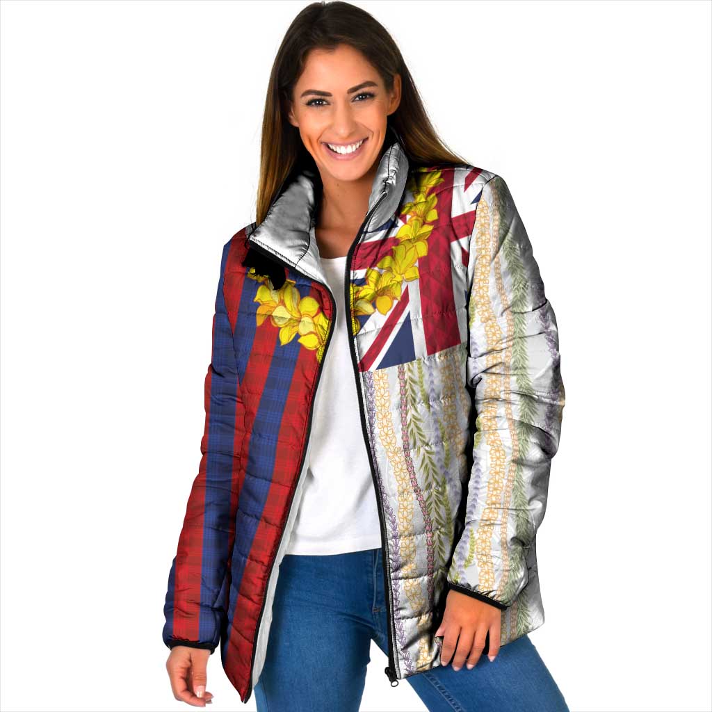 Hawaiian Tropical Plants Lei Padded Jacket National Flag Style - Polynesian Pride
