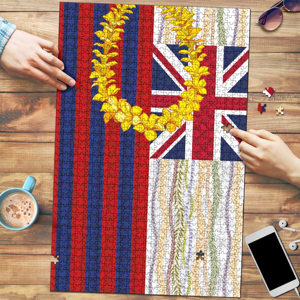 Hawaiian Tropical Plants Lei Puzzle National Flag Style - Polynesian Pride