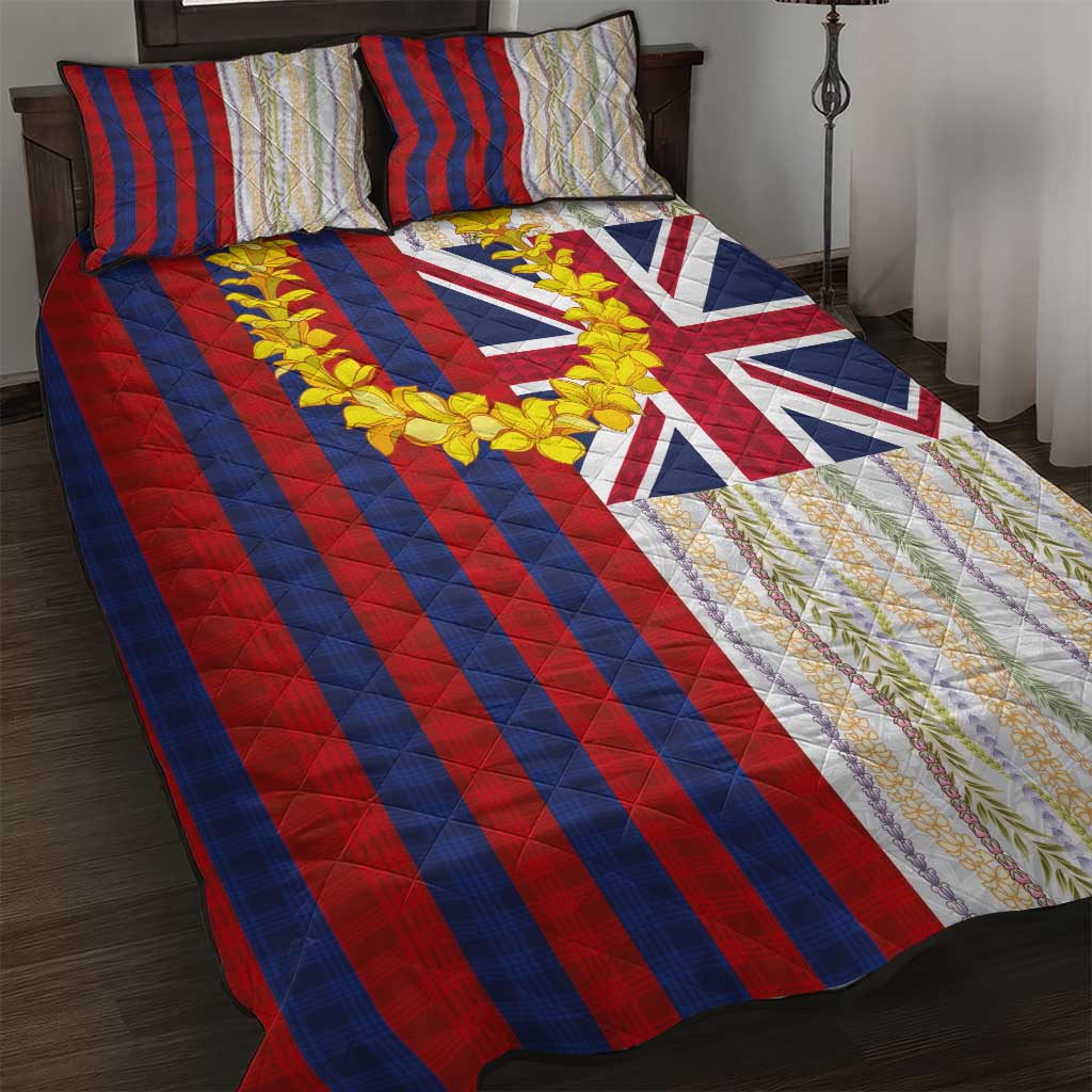 Hawaiian Tropical Plants Lei Quilt Bed Set National Flag Style - Polynesian Pride