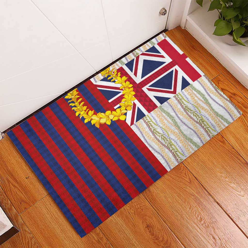 Hawaiian Tropical Plants Lei Rubber Doormat National Flag Style - Polynesian Pride