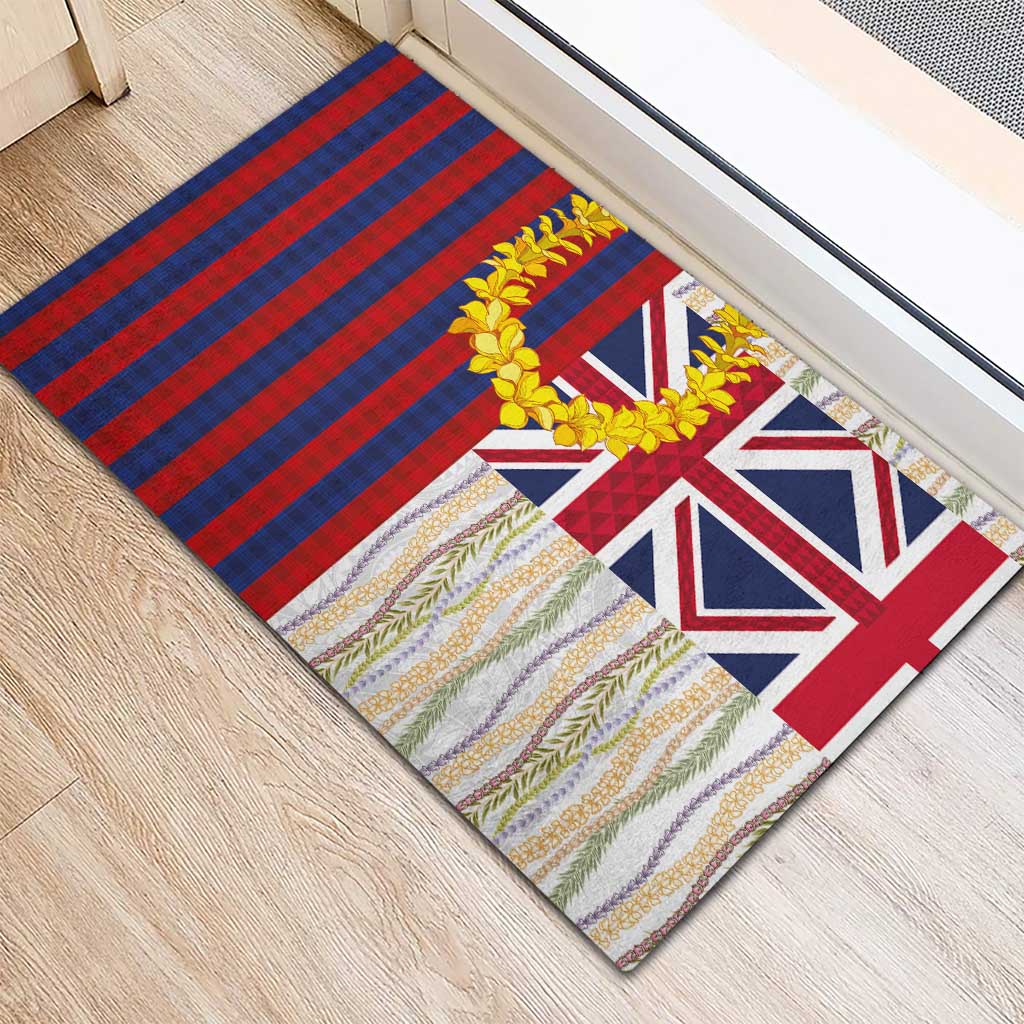 Hawaiian Tropical Plants Lei Rubber Doormat National Flag Style - Polynesian Pride