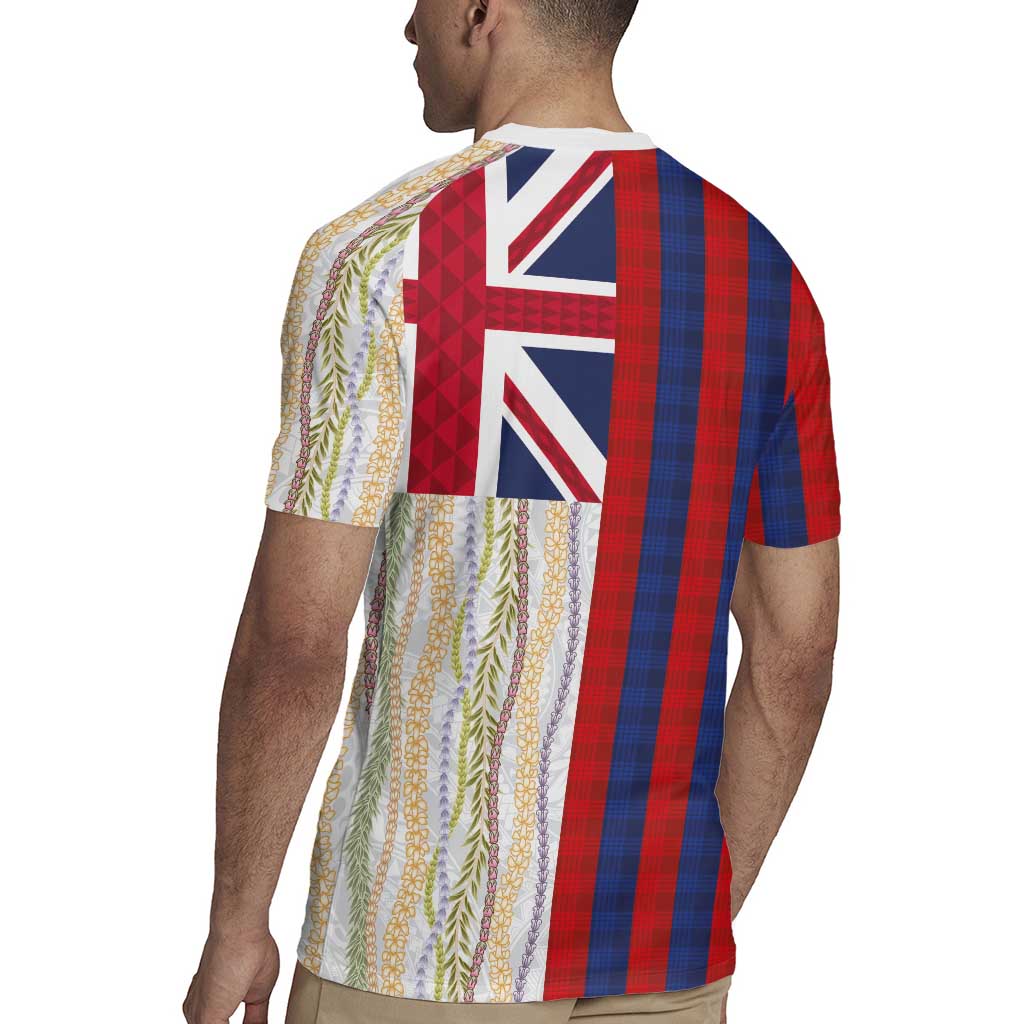 Hawaiian Tropical Plants Lei Rugby Jersey National Flag Style - Polynesian Pride