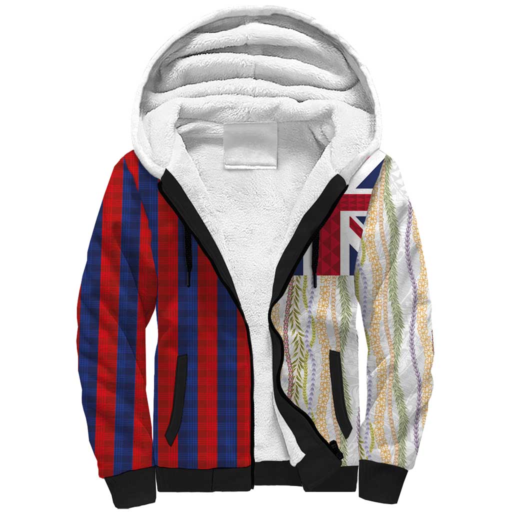 Hawaiian Tropical Plants Lei Sherpa Hoodie National Flag Style - Polynesian Pride