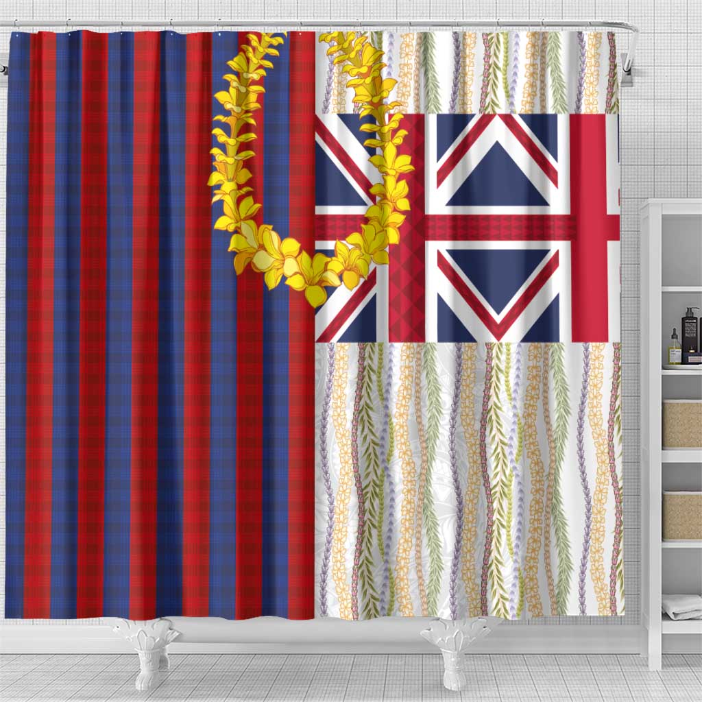 Hawaiian Tropical Plants Lei Shower Curtain National Flag Style - Polynesian Pride