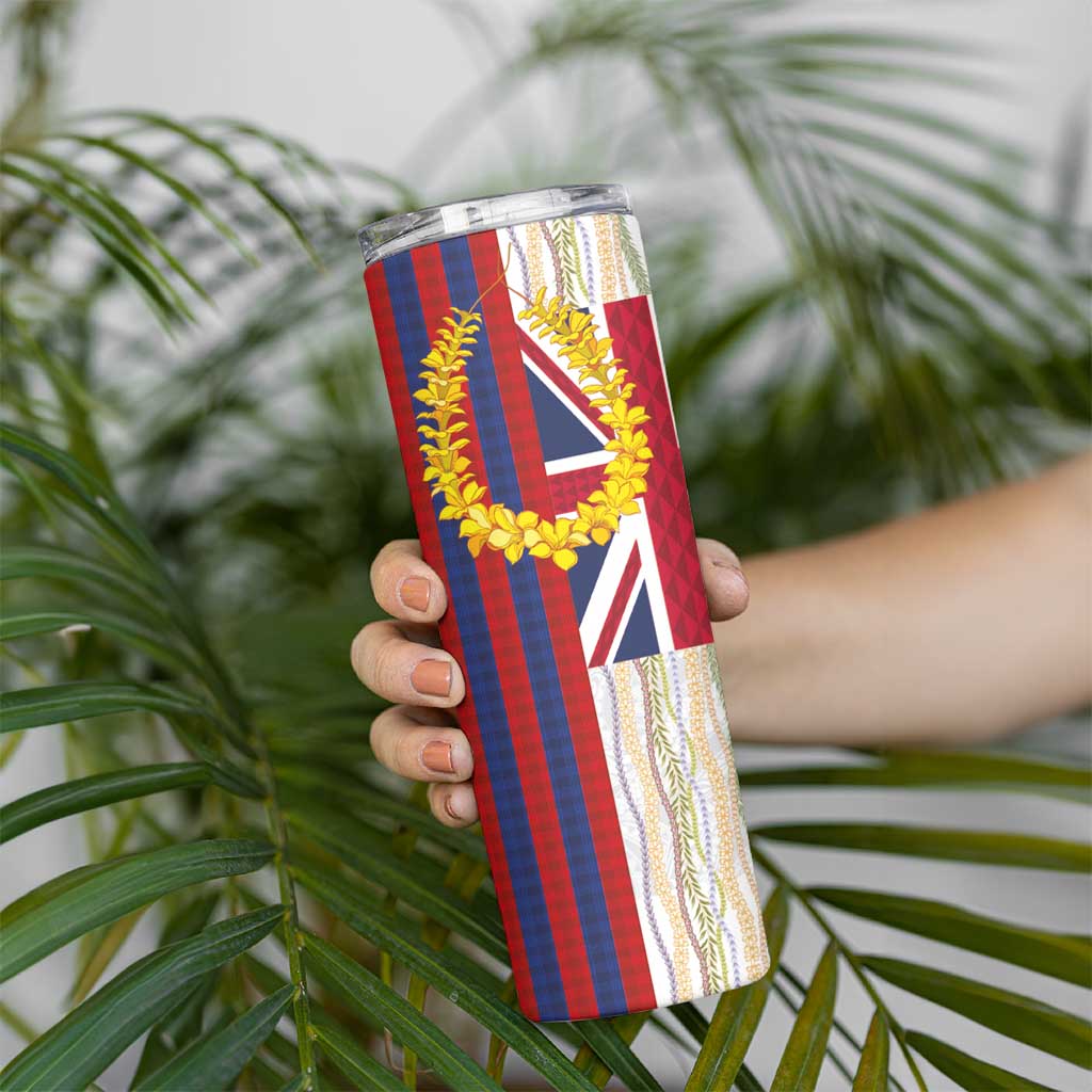 Hawaiian Tropical Plants Lei Skinny Tumbler National Flag Style - Polynesian Pride