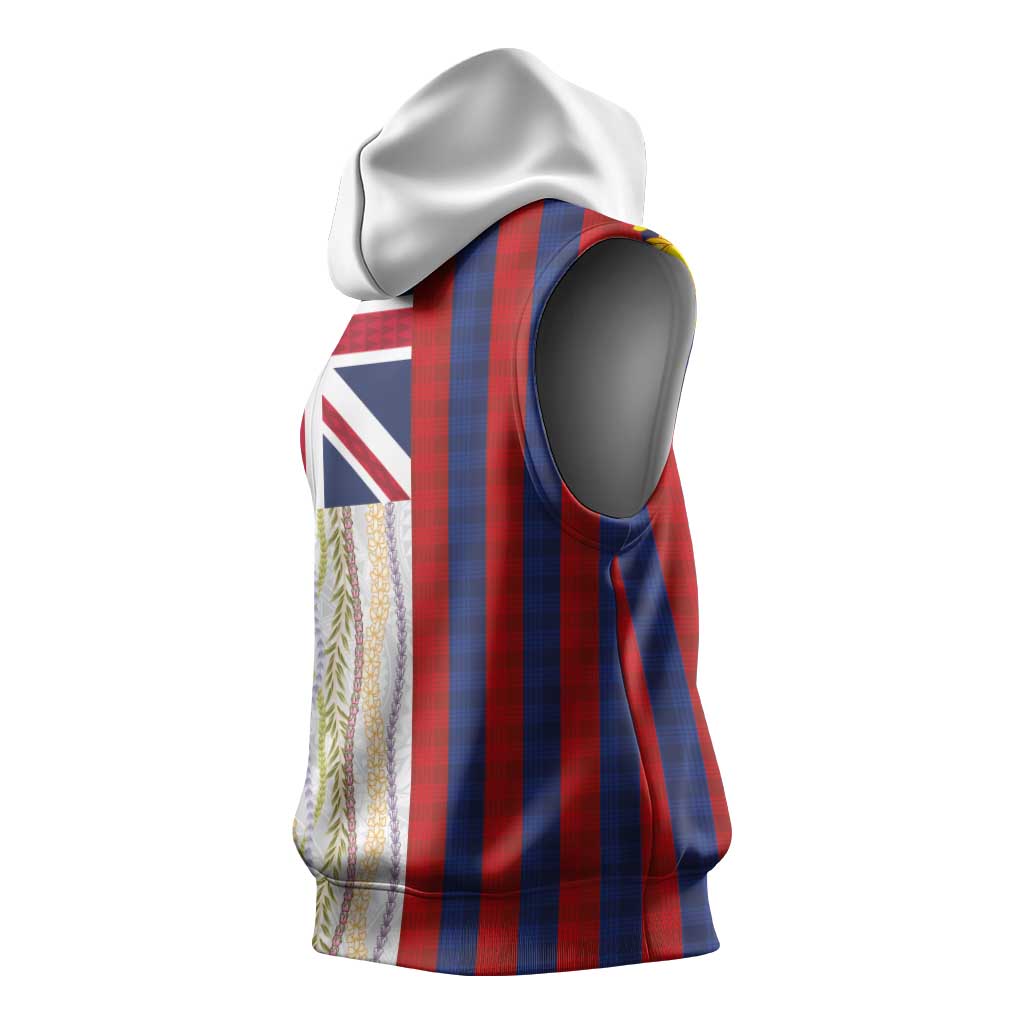 Hawaiian Tropical Plants Lei Sleeveless Hoodie National Flag Style - Polynesian Pride