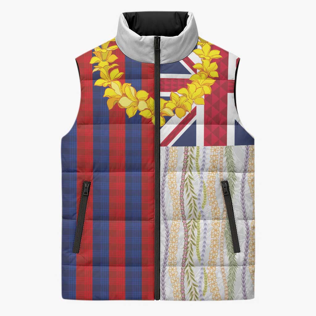 Hawaiian Tropical Plants Lei Sleeveless Puffer Jacket National Flag Style - Polynesian Pride
