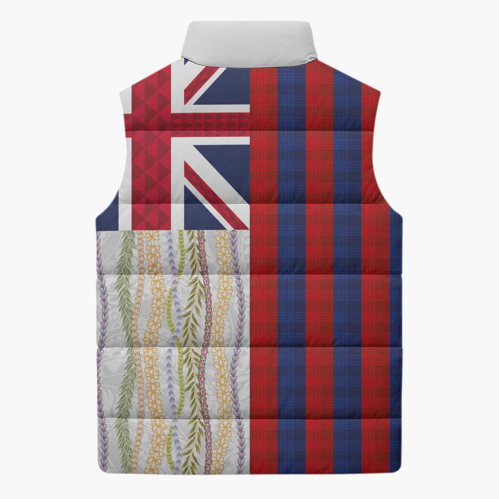 Hawaiian Tropical Plants Lei Sleeveless Puffer Jacket National Flag Style - Polynesian Pride