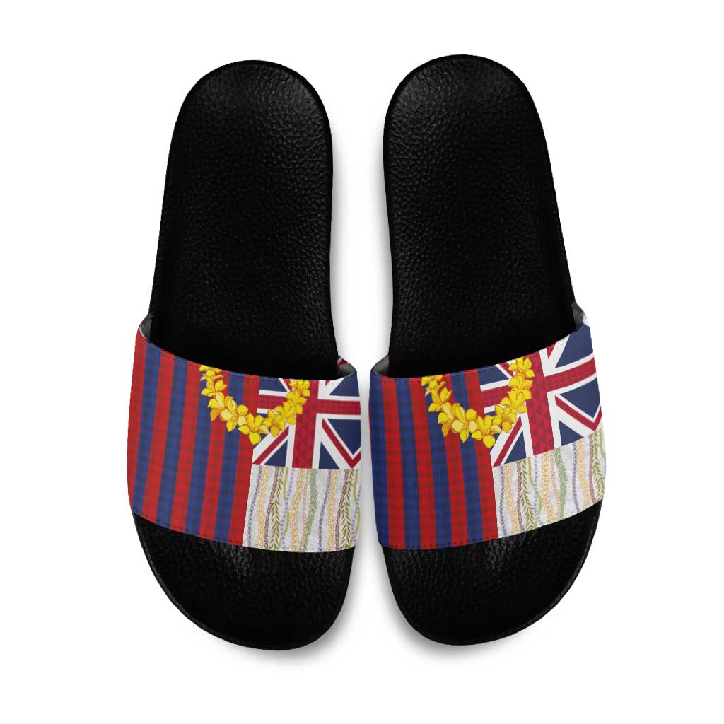 Hawaiian Tropical Plants Lei Slide Sandals National Flag Style - Polynesian Pride