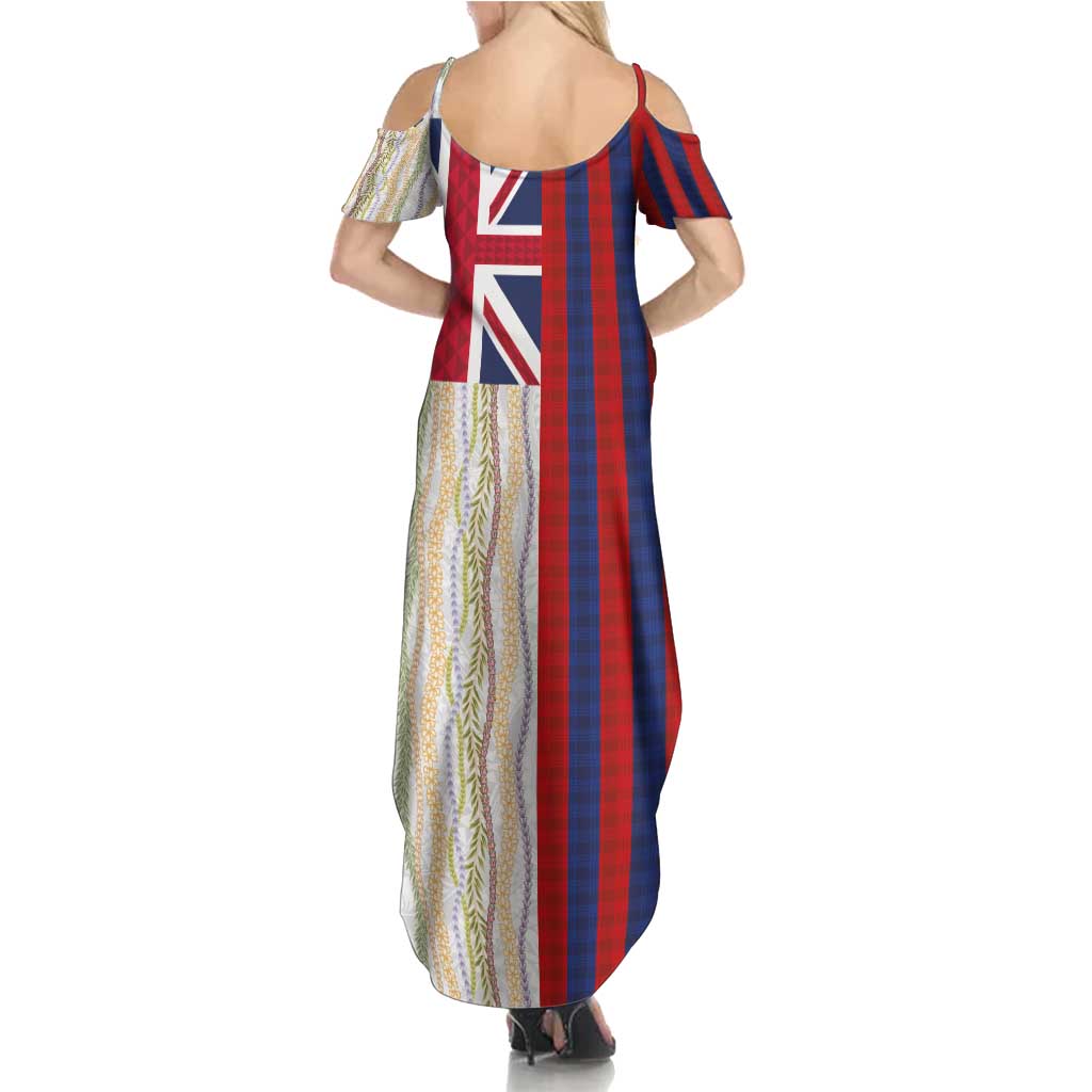 Hawaiian Tropical Plants Lei Summer Maxi Dress National Flag Style - Polynesian Pride