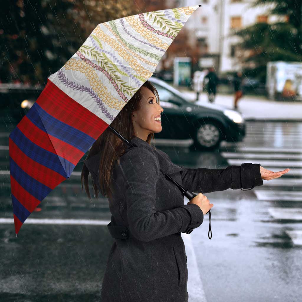 Hawaiian Tropical Plants Lei Umbrella National Flag Style - Polynesian Pride